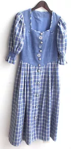 Damen Trachten Kleid Oberteil blau, Rock u. Ärmel kariert Gr. 38 - Bild 1 von 2