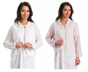 Bettjacke Slenderella Damen Spitzenstil Peter Pan Kragen Nachtwäsche Cardigan - Bild 1 von 12