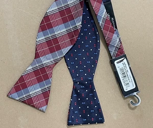 CROFT & BARROW Reversible   men's bow tie 100% Silk Plaid/Small dot - Picture 1 of 6