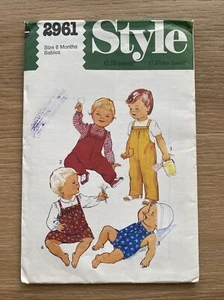 Style 2961- Babies Playsuit, Dress & Overalls Vintage Sewing Pattern Size 6m - Picture 1 of 7