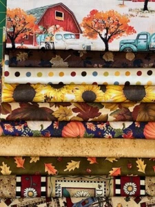 Quilting Fabric Lot - 10 Fat Quarters, Fall/Autumn + 1 FREE! - Picture 1 of 13