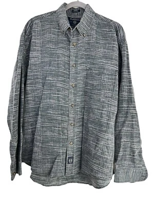 Camisa grande LG tallada con volantes para hombre a rayas con botones de algodón rosa claro gris Foto 1 de 4