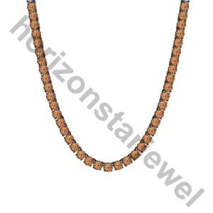 15.31 Ctw Created Smoky Quartz 14K Black Gold Plated Wedding 3mm Tennis Necklace - Picture 1 of 5