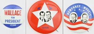 Vintage 1968 President Campaign Pin Button Lot Richard Nixon Humphrey Wallace Repro - Bild 1 von 16