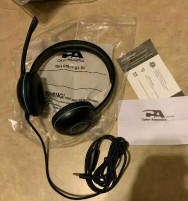 Auriculares Cyber Acoustics AC-5002 con micrófono NUEVO embalados a granel Foto 1 de 3