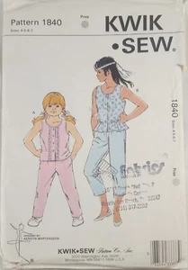 Pantalones y top Kwik Sew Patter 1840 niñas sin cortar sin abrir talla 4-7 - Imagen 1 de 2