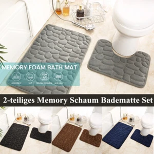 2-teilig Badematten Set Badteppich Badvorleger WC-Vorleger mit U-Ausschnitt - Bild 1 von 53