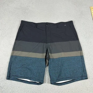 Hurley Chino Shorts Mens 40 Blue Striped Polyester Stretch Logo Low Rise Pockets - Picture 1 of 6