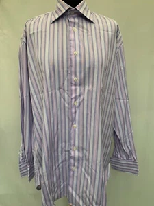 Mens Pink Striped Cotton Long Sleeve Shirt Asquith & Fox Size 16 - Picture 1 of 9