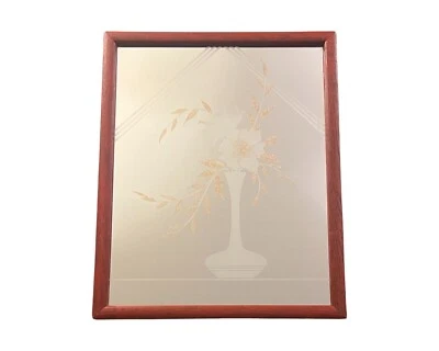 Vintage Wall Art Mirror Vase Flowers Postmodern Framed Square Art Deco Style 80s - Image 1 of 4