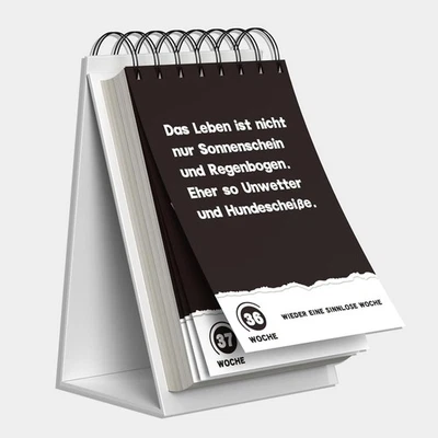 FOX·BUNNY Demotivierender Tischkalender 2026 mit 52 Sprüchen witzige Büro Geschenkidee