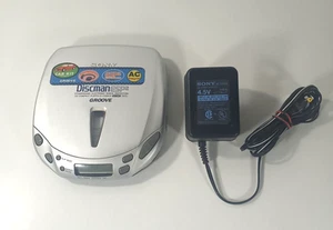 Reproductor de CD ranura Sony Discman y cable de alimentación ESP2 D-E406CK plateado probado/funciona - Imagen 1 de 7
