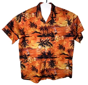 Camisa Tropical Hawaiana Para Hombre 2XL Roja Floral Palmeras Camisa de Campamento Verano - Imagen 1 de 8