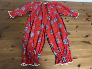 Traje/mameluco vintage hecho a mano para niñas/niños 3T aprox. veleros y payaso sol - Imagen 1 de 6