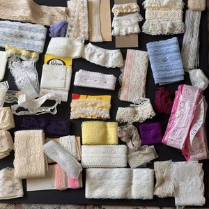 Vintage Flat Lace Trim Mixed Lot Doll Restoration Sewing Craft - Picture 1 of 6
