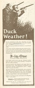 Carrete 3 en uno de colección de aceite tres en uno 1927 anuncio pato caza clima Nueva York - Imagen 1 de 1
