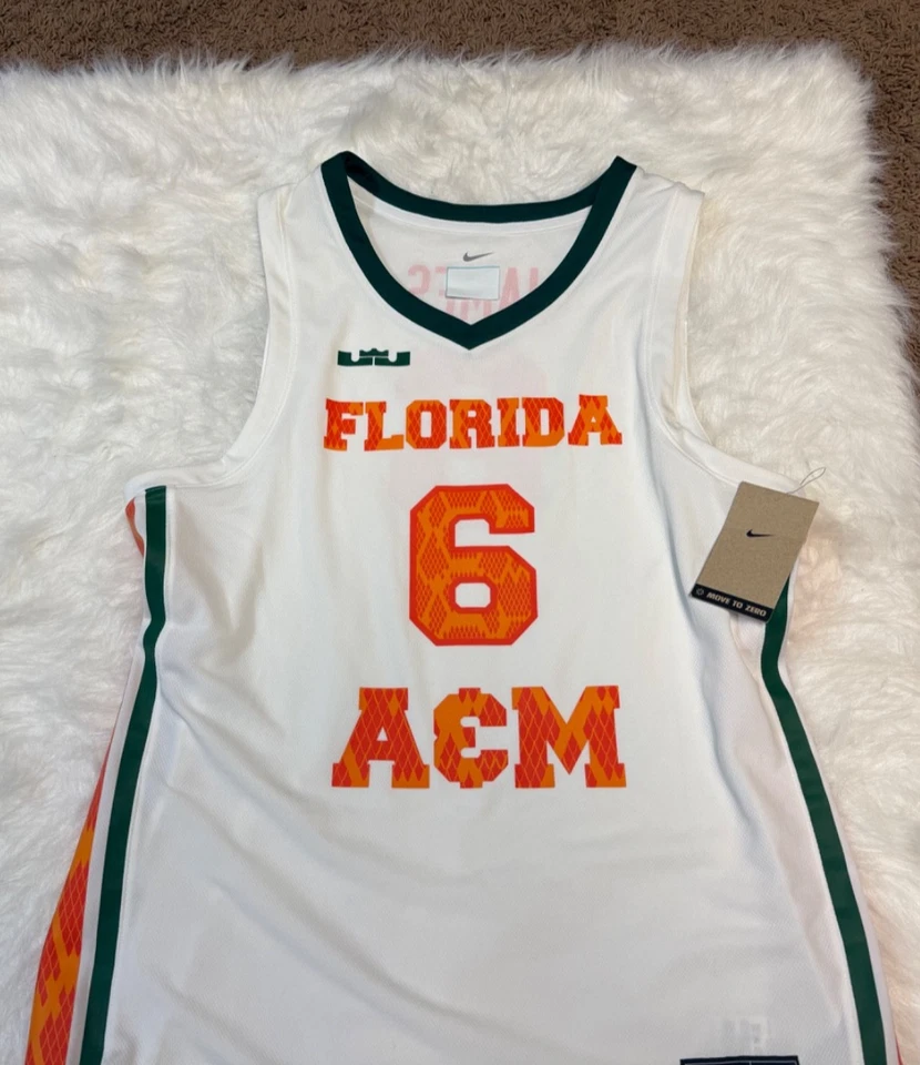 Camiseta deportiva de baloncesto para hombre Nike Florida A&M Rattlers blanca Lebron James Foto 1 de 4