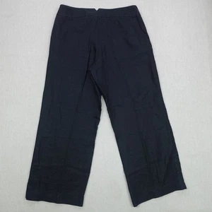 Lands' End Pants Womens 14 Black Linen Wide Leg Relaxed Fit Casual Lightweight - Picture 1 of 14
