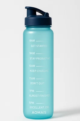 AOMAIS 36 OZ MOTIVATIONAL SPORTS WATER BOTTLE WITH TIME CAPACITY MARKER BPA FREE - Image 1 of 4