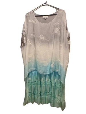 Belle France Womens Poncho Tunic Ombre Silk Blend Satin Crochet Fairy SzL - Image 1 of 4