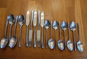 17 Pieces- The Cellar Japan Flatware Stainless Hexagon BENTLEY--FREE SHIPPING - Picture 1 of 3