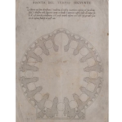 Antonio da Labacco Pianta del Tempio Seguente Antike Tempel Rom Kupferstich - Bild 1 von 4