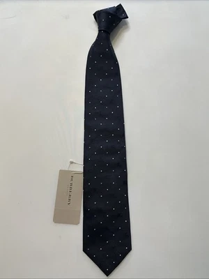NEW Burberry Black White Dots Mans 100% Silk Tie Authentic Italy 3.5" 0350507 - Image 1 of 4