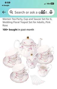 Fanquare 21-Piece Gold Vine Floral High- Quality Porcelain Tea Set NIB-Real Pics - Picture 1 of 16