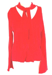 Top tejido manga larga cuello en V rojo INC con corbatas drapeadas - para mujer talla L - Imagen 1 de 7