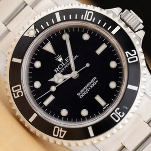 ROLEX MENS SUBMARINER NO DATE 14060 BLACK STEEL AUTOMATIC OYSTER 40MM WATCH - Picture 1 of 11