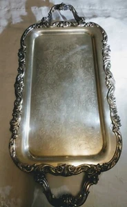Antique FB Rogers Silver Co. Silver Plate Handled Tea Tray Ornate 1338 Footed - Picture 1 of 7