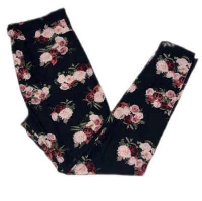 Leggings LuLaRoe Mujer Talla TC Negro Rojo Rosa Rosas Florales Altos y Curvilíneos Nuevos con Etiquetas Foto 1 de 3