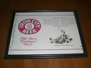 1960 PIRATES WORLD SERIES IRON CITY BEER FRAMED FLAT PRINT - Picture 1 of 1