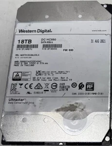 WD Ultrastar DC HC550 18TB 7.2K SATA 6Gb/s 512MB 3.5" HDD WUH721818ALE6L4 (8-21) - Afbeelding 1 van 1