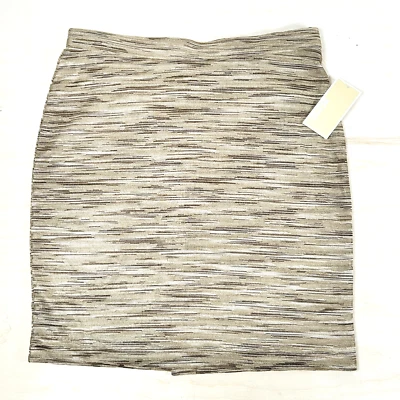 Michael Kors Knit Pencil Skirt Metallic Graphic Dark Camel/Gold M NWT - Image 1 of 4