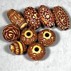Lot Of Wood-look Embossed Plastic Beads Never Used 24mm 17mm