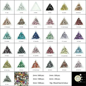 2mm 3mm 4mm 5mm 6mm Crystal Flat Back Nail Art Face Festival Rhinestones Gems - Picture 1 of 53