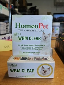 HomeoPet Feline WRM Clear Natural Worm Treatment for Cats - 15ml - 450 Drops - Picture 1 of 4