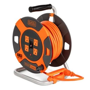 BLACK+DECKER Extension Cord Reels 75ft 4-Outlets Retractable w/14 AWG SJTW Cable - Picture 1 of 4
