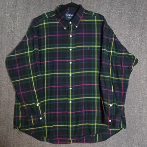 Ralph Lauren Blake Long Sleeve Men’s Flannel Shirt Size XXL Green/Red Plaid - Picture 1 of 9