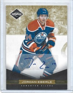 2011/12 PANINI LIMITED JORDAN EBERLE GOLD MONIKERS AUTO CARD #144 #d08/10