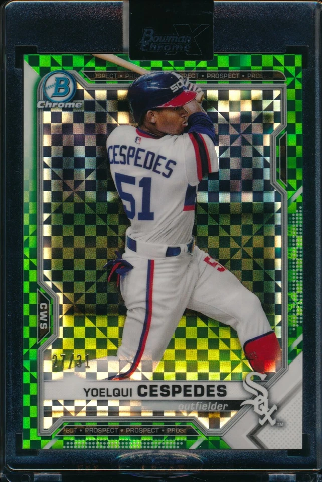 YOELQUI CESPEDES 2021 Bowman Chrome X Green X-Fractor Refractor #/31 Rookie RC - Image 1 of 1