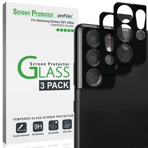 Protecteur d'écran Samsung Galaxy S21 Ultra Verre pour objectif d'appareil photo arrière (paquet de 3) - Photo 1 sur 5