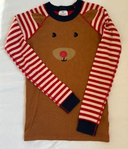 HANNA ANDERSSON Unisex Reindeer Shirt Christmas Candy Came Stripe Size 12 - Picture 1 of 6