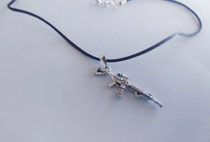 AR 15 Rifle Pendant Necklace, M4 Carbine Necklace, Service Weapon, Statement - Picture 1 of 2