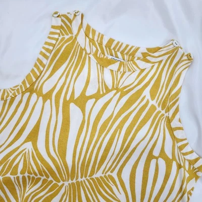 Chicos Womens Yellow Tropical Sleeveless Top Size XL Resortwear Beachy Coastal - Image 1 of 4