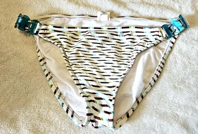 Mossimo Womens Bikini Bottom Size S White Striped NWOT - Image 1 of 4