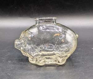 Anchor Hocking Tiny Pig Piggy Coin Penny Bank Clear Glass 4.25" - Picture 1 of 8