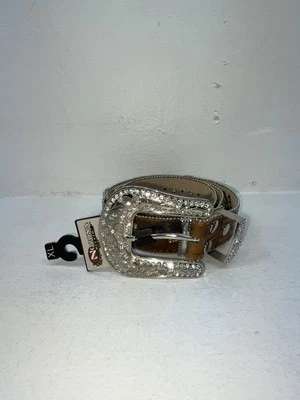 Nuevo Cinturón Marrón Cuero Genuino Nocona Plata Bling Cross XL #N1330999 Z-73 Foto 1 de 4