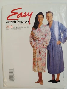 Robe A S M Mens Ladies McCall's 7919 Stitch N Save Sewing Pattern UC Bath Lounge - Picture 1 of 7